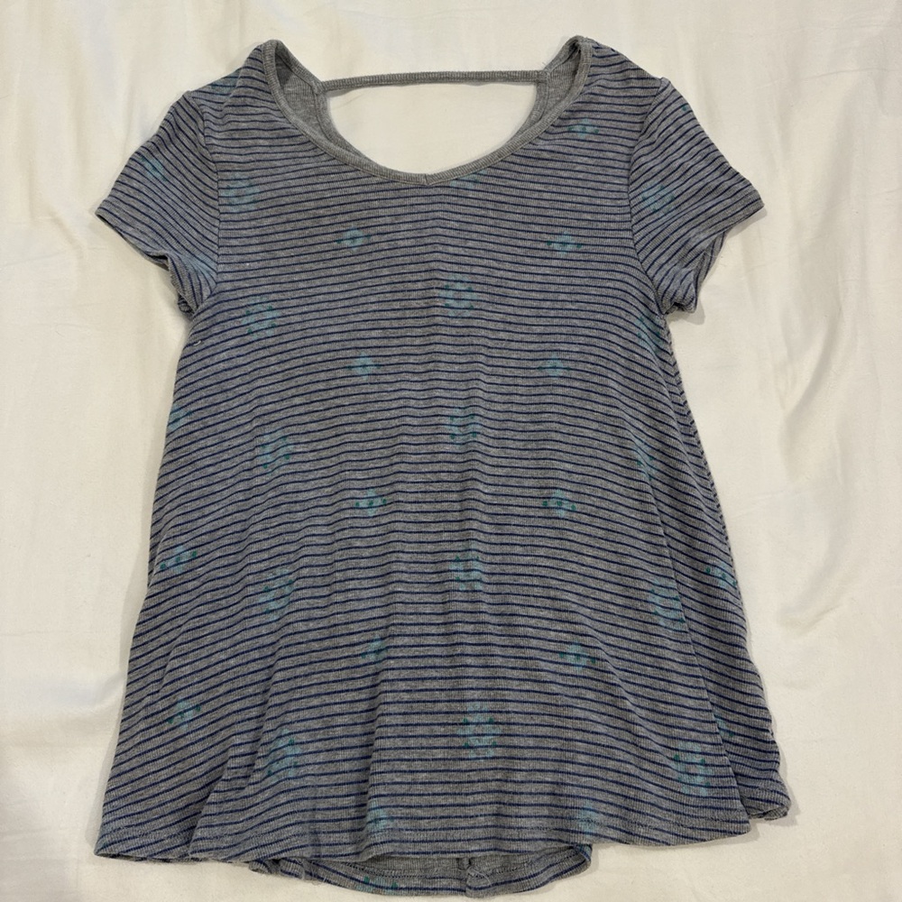 Striped Gray and Blue Women's Top